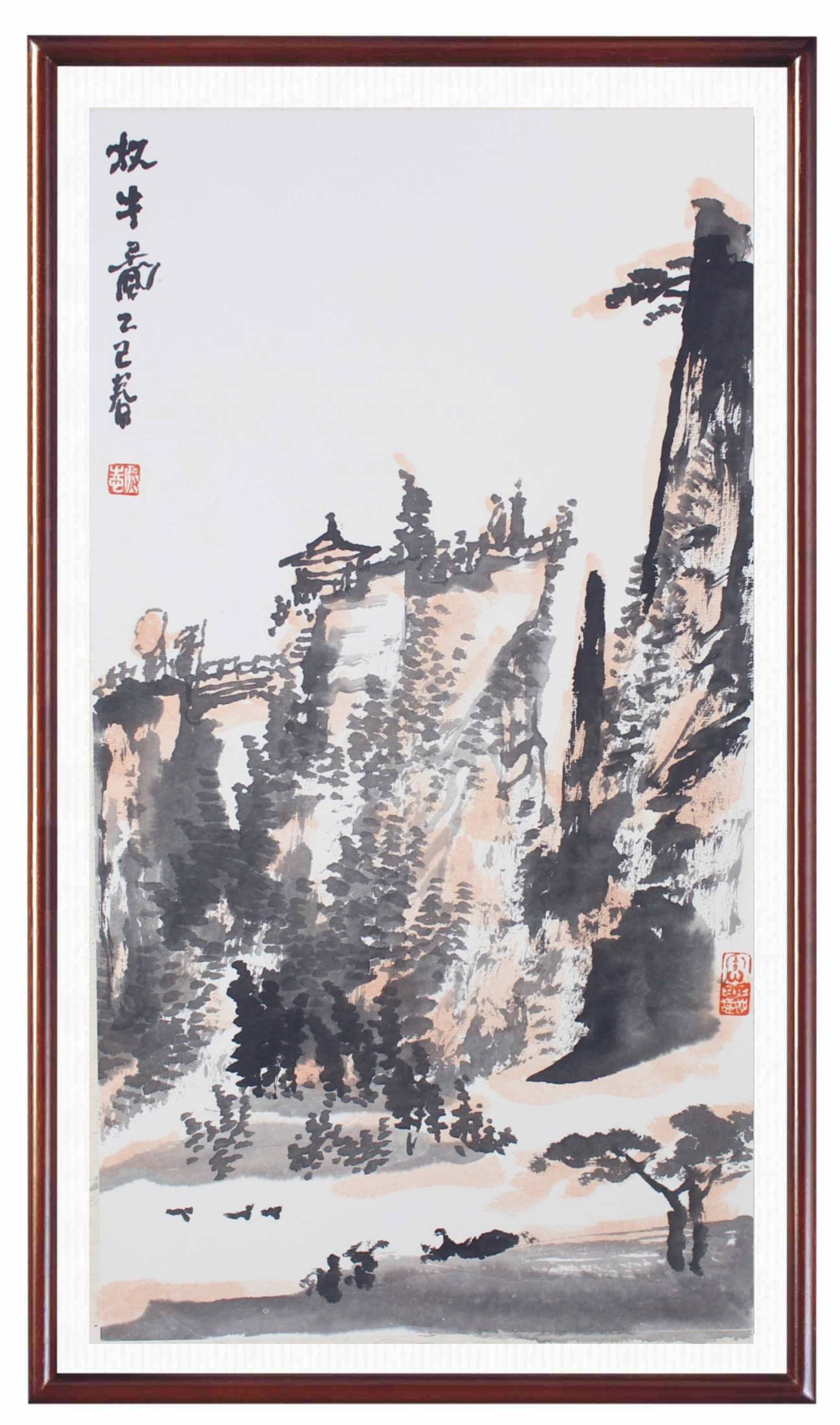 张志老师国画作品 哈 牧牛图